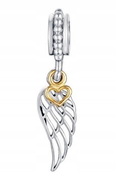 ZAWIESZKA CHARMS 925 SERCE skrzydło BEADS KORALIK