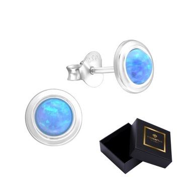 NASSARIUS KOLCZYKI OKRĄGŁE KOŁA OPAL SREBRO 925