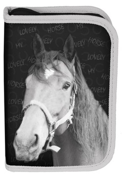Piórnik rozkładany pojedynczy z wyposażeniem z koniem koń horse Paso