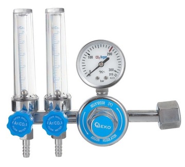 РЕДУКТОР СВАРОЧНОГО CO2 АРГОН 2x 25 Л/МИН ДВА РОТАМЕТРА 6 ММ 1/4