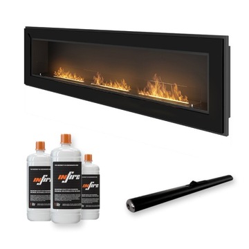 Biokominek wiszący do zabudowy Frame 1800 Czarny z Szybą Simplefire
