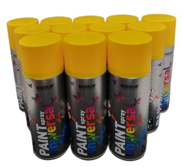 Spray farba ŻÓŁTY połysk RAL 1023 400 ml zestaw 12 sztuk