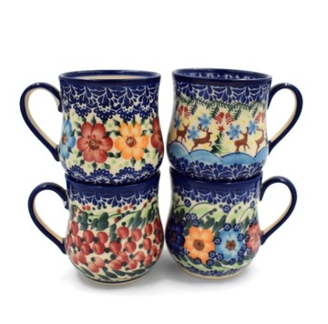 CERAMICZNY KUBEK 4SZT. CERAMIKA STYL BOLESŁAWIEC ZESTAW KUBKÓW