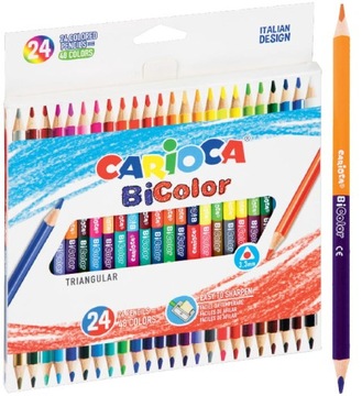 KREDKI OŁÓWKOWE CARIOCA BICOLOR 24 SZTUKI 48 KOLO