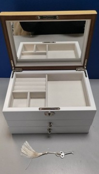 Szkatułka na biżuterię kuferek biały drewniany 14,5x24,5 JOW15WNV1