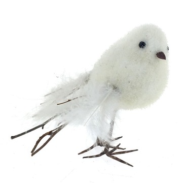 BOMBKI OZDOBY CHOINKOWE PTASZEK BIAŁY 11 cm