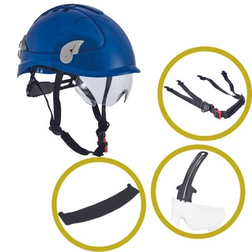 Kask do pracy na wysokości Cerva Alpinworker niebieski z okularami