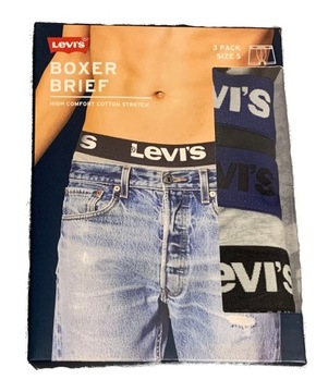 LEVI'S BOKSERKI MĘSKIE 3 PARY LOGO LEVIS PREZENT S