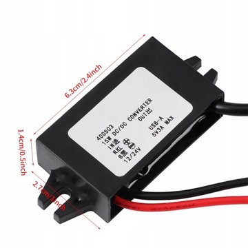 ПРЕОБРАЗОВАТЕЛЬ НАПРЯЖЕНИЯ 12В/24В ПОСТОЯННОГО ТОКА В USB 5В 3А