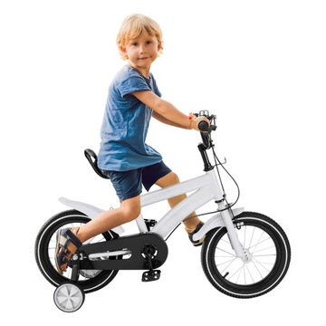 14-дюймовый белый велосипед для мальчиков и девочек с тренировочными колесами