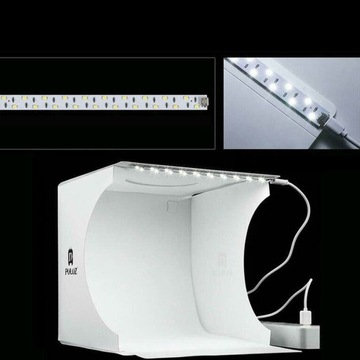 NAMIOT FOTOGRAFICZNY LED PRZENOŚNY 20 ŚWIATEŁ 6 TŁA BIAŁY 22X23X24 CM