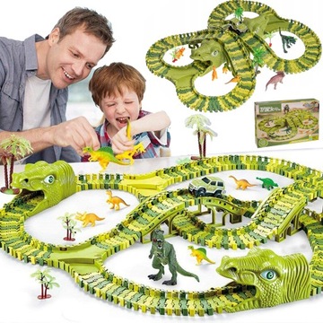 MEGA TOR WYŚCIGOWY XXXL DINOZAUR DINO PARK TOR SAMOCHODOWY TRACK 230 EL.