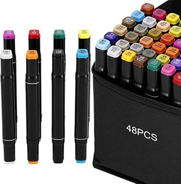 НАБОР ДВУХСТОРОННИХ АЛКОГОЛЬНЫХ МАРКЕРОВ ИЗ 48 ШТ. + ПАКЕТ