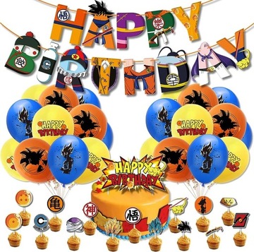 DUŻY ZESTAW URODZINOWY DRAGON BOLL BALONY TOPPERY GIRLAND
