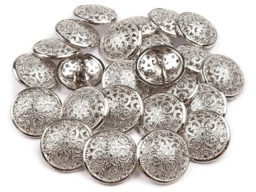 Guzik METALOWY ażurowy okrągły płaszcz żakiet 21mm / SREBRNY