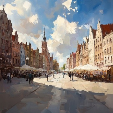 Плакат архитектуры Город Гданьск улица Long Market 40x40