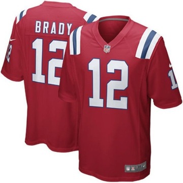 Męska koszulka piłkarska Patriots #12 Tom Brady w kolorze granatowym