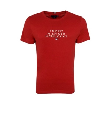 Koszulka męska TOMMY HILFIGER czerwony bawełniany t-shirt r XS