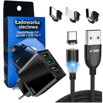 ŁADOWARKA SIECIOWA ZASILACZ QC 4USB POWER DELIVERY