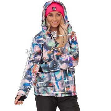 ЦВЕТНАЯ ЗИМНЯЯ ЛЫЖНАЯ КУРТКА ДЛЯ СКЛОНА С САНЯМИ, ЖЕНСКАЯ S