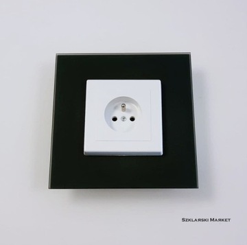 Стеклянная крышка для контакта, гнездо матовое черное