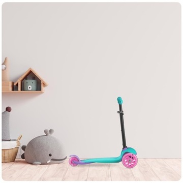 Трёхколесный самокат RICOKIDS LOCO — БИРЮЗОВО-РОЗОВЫЙ