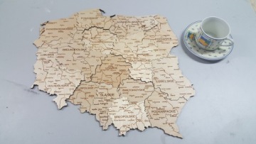 Деревянная карта Польши Премиум 3D Настенное украшение