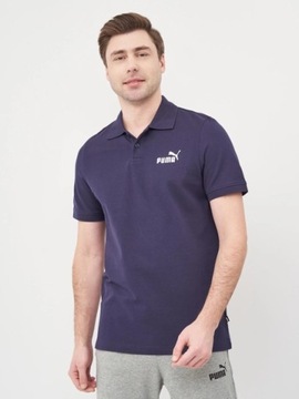 Puma koszulka męska granatowa polo z kołnierzykiem małe logo 586674 06 r.L