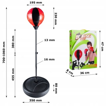 БОКСЕРСКИЙ НАБОР БОКСЕРСКАЯ ГРУША ДЛЯ ДЕТЕЙ ТРЕНИРОВОЧНЫЕ ПЕРЧАТКИ RICOKIDS