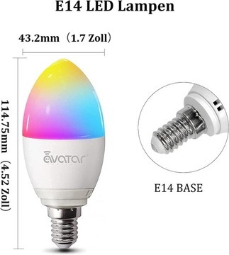 Inteligentne 2 żarówki LED E14 5W sieć 2,4GHz