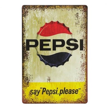 Tabliczka dekoracyjna metalowa PLAKAT SAY PEPSI PLS