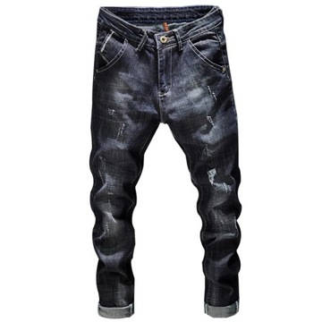 KSTUN Ripped Jeans Men Dark Blue Stretch Slim Fit