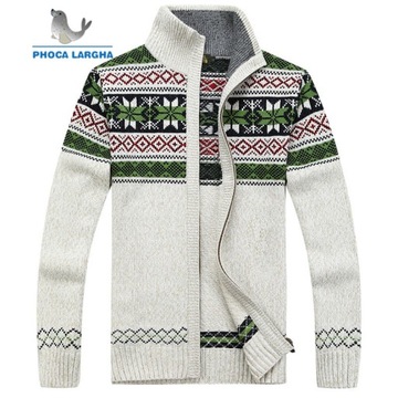 Мужской бархатный свитер с зимним узором, шерсть C