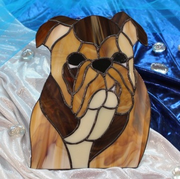 Витраж «Английский бульдог Тиффани» подвесной