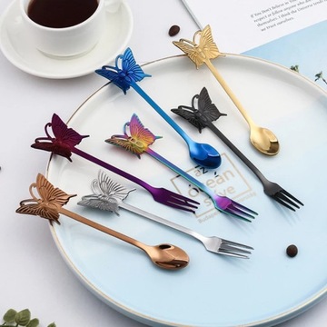 4 шт., новая чайная ложка и вилка «Бабочка», креативная барная посуда из нержавеющей стали