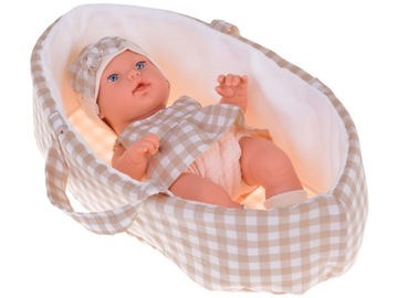 Кукла Baby Newborn в серой шапке, платье и талисмане кролике ZA5007