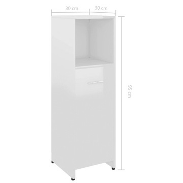 Szafka łazienkowa, biała, wysoki połysk, 30x30x