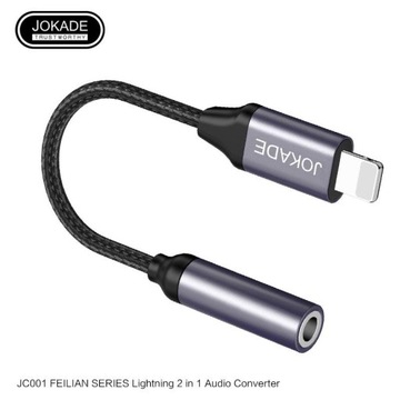 Адаптер 2 в 1 для наушников iPhone Lightning на MINI JACK 3,5 мм, КОРОТКИЙ НЕЙЛОН