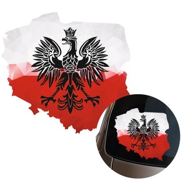 NAKLEJKA Grafika na samochód auto MAPA POLSKI Polska ORZEŁ GODŁO 15x14