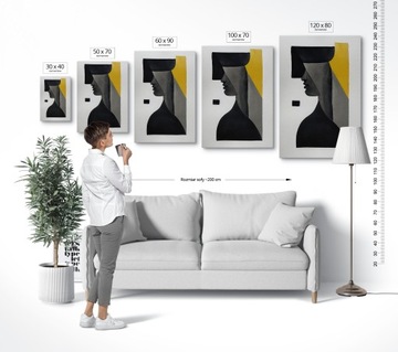 Картина на холсте гостиная спальня абстрактное лицо чёрное ABST00049 60x90