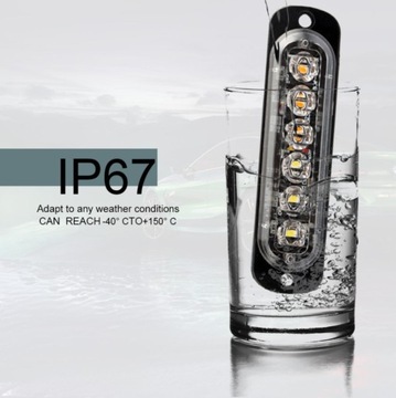 Lampa obrysowa strobo 6 LED 12V-24V, zielona mocna