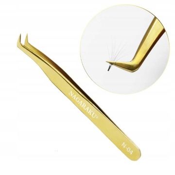 PROFESJONALNA PĘSETA DO APLIKACJI RZĘS NAGARAKU ZAKRZYWIONA ZŁOTA