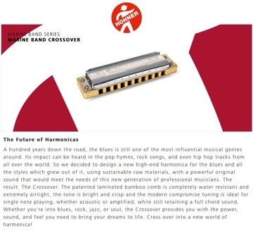 Marine Band Crossover D harmonijka ustna diatoniczna wodoodporna Hohner
