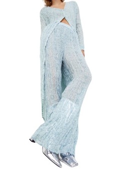 Spodnie ZARA damskie niebieskie luzne wzór r. M