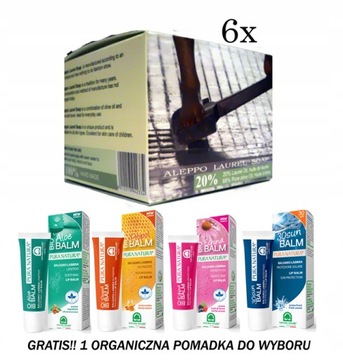 Mydło Aleppo 20% 6x200g gratis naturalna pomadka
