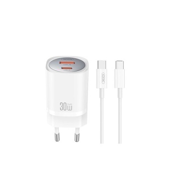 XO ładowarka sieciowa CE21 PD 33W 1x USB-C 1x USB biała + kabel USB-C - USB