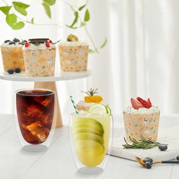 SZKLANKI TERMICZNE DO KAWY LATTE DRINKÓW Z PODWÓJNYM DNEM 6 SZTUK 350 ML