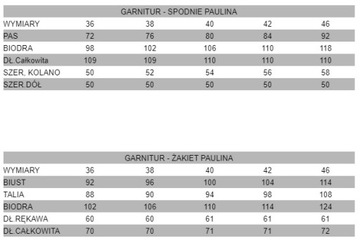 ELEGANCKI DAMSKI GARNITUR GARSONKA KOSTIUM KOMPLET MARYNARKA+SPODNIE