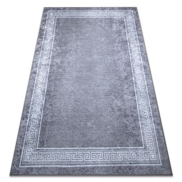Dywan do prania w pralce antypoślizgowy ramka grecki szary 200x290