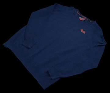 SUPERDRY SUPER FIRMOWY GRANATOWY BAWEŁNIANY MĘSKI SWETER - XL